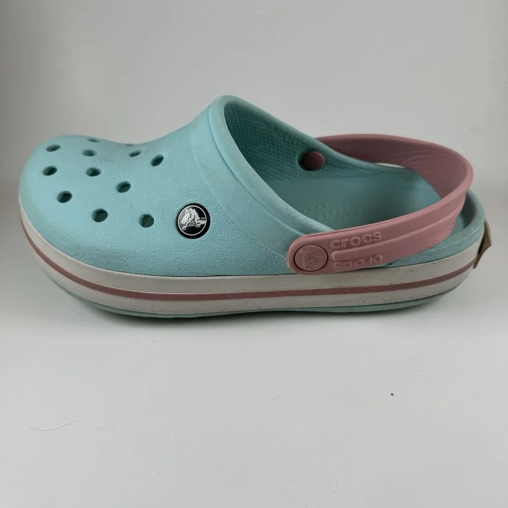 Crocs Crocband Ice Blue Pink White Womens 6 Men's 4 Pre Owned